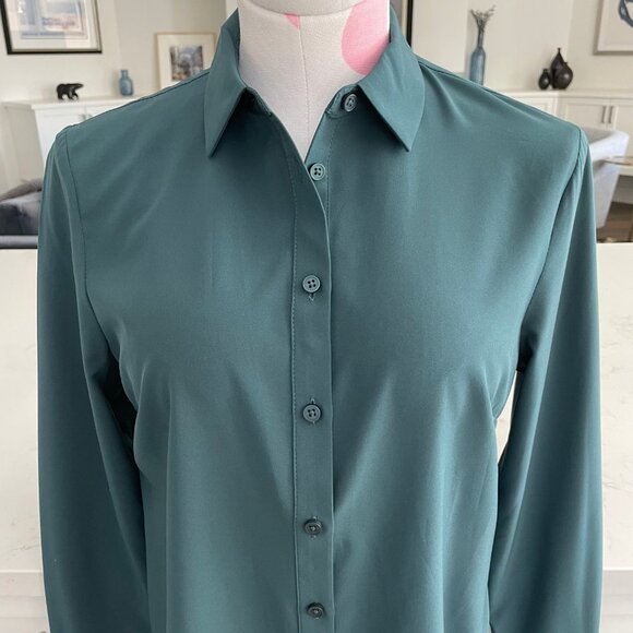 RW&CO. Button Down Long Sleeve Polyester Jersey Shirt Green Sz XS NWT - Picture 9 of 13